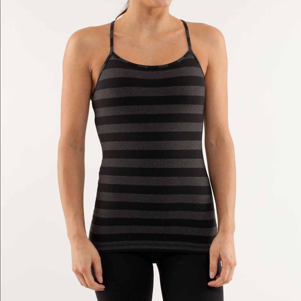 Lululemon Power Y Tank- Black Micro Macro Stripe
